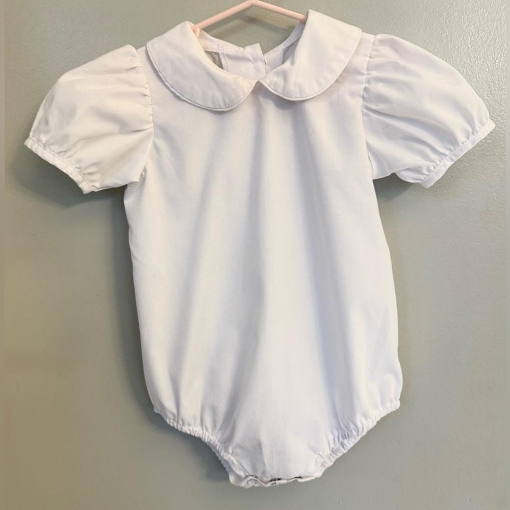 Beaufort Bonnet Co. 2T One-piece Bodysuit Puff Sleeves White Collar Snap Crotch